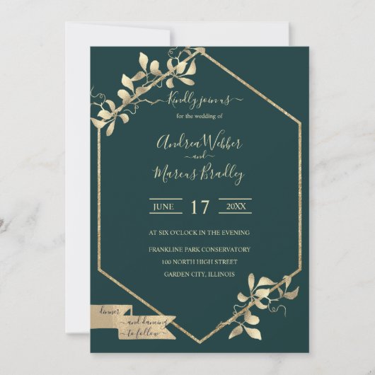 Emerald Green en Champagne Kaart (Voorkant)