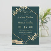 Emerald Green en Champagne Kaart (Staand voorkant)