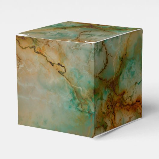 Emerald Green en Copper Gold Marble Bedankdoosjes (Voorkant Zijde)