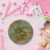 Emerald Green en Copper Gold Marble Papieren Bordje (Feest)