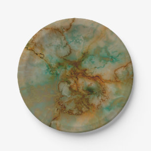 Emerald Green en Copper Gold Marble Papieren Bordje