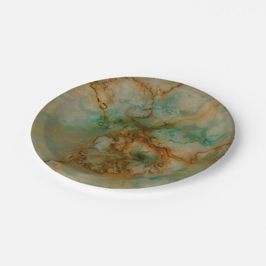 Emerald Green en Copper Gold Marble Papieren Bordje (Gekanteld)