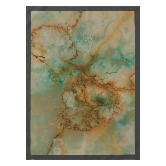 Emerald Green en Copper Gold Marble Tafelkleed (Voorkant)
