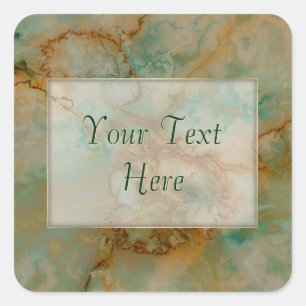 Emerald Green en Copper Gold Marble Vierkante Sticker