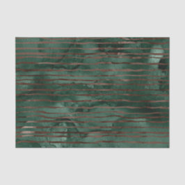 Emerald Green en Copper Striped Pattern Tissuepapier