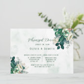 Emerald Green en Cream Florals Rehearsal Dinner Kaart (Staand voorkant)