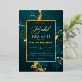 Emerald green en echte goudbrunch met folie uitnodiging (Staand Voorkant)