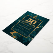 Emerald green en echte gouden folie 50e verjaardag folie uitnodiging (Gedraaid)