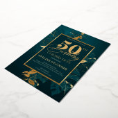 Emerald green en echte gouden folie 50e verjaardag uitnodiging (Gedraaid)