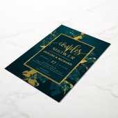 Emerald green en echte gouden foliën douches folie uitnodiging (Gedraaid)