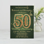 Emerald Green en Gold 50ste bruiloft Jubileum Kaart (Staand voorkant)