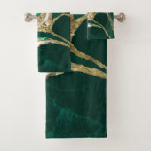 Emerald Green en Gold abstract Bad Handdoek (Insitu)