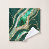 Emerald Green en Gold abstract Bad Handdoek (Wasdoekje)