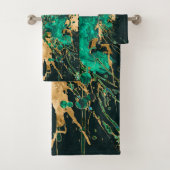 Emerald Green en Gold abstract Bad Handdoek (Insitu)