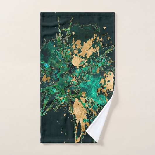 Emerald Green en Gold abstract Bad Handdoek (Handdoek)