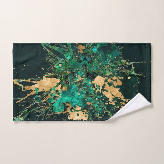 Emerald Green en Gold abstract Bad Handdoek (Handdoek)