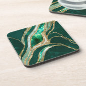 Emerald Green en Gold abstract Bier Onderzetter (Linkerzijde)