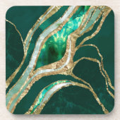 Emerald Green en Gold abstract Bier Onderzetter (Voorkant)