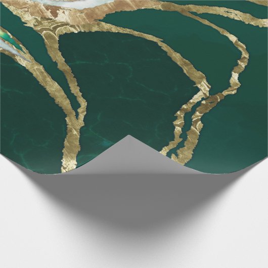 Emerald Green en Gold abstract Cadeaupapier (Hoek)