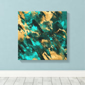 Emerald Green en Gold abstract Canvas Afdruk (Insitu (Houten vloer))