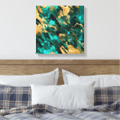 Emerald Green en Gold abstract Canvas Afdruk (Insitu (Slaapkamer))
