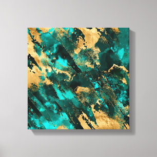 Emerald Green en Gold abstract Canvas Afdruk