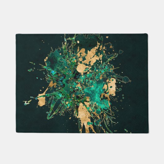 Emerald Green en Gold abstract Deurmat (Voorkant)