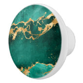 Emerald Green en Gold abstract Keramische Knop (Rechts)
