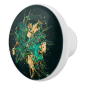 Emerald Green en Gold abstract Keramische Knop (Rechts)