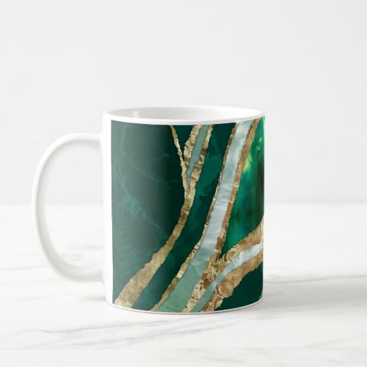 Emerald Green en Gold abstract Koffiemok (Links)