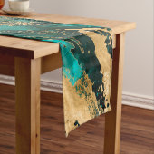 Emerald Green en Gold abstract Korte Tafelloper (Voorbeeld)