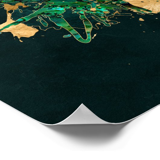 Emerald Green en Gold abstract Poster (Hoek)
