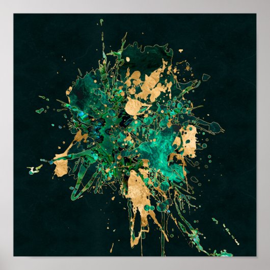 Emerald Green en Gold abstract Poster (Voorkant)