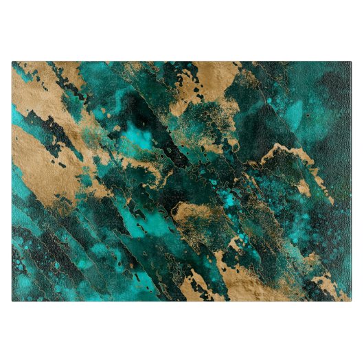 Emerald Green en Gold abstract Snijplank (Voorkant)