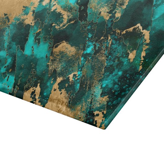 Emerald Green en Gold abstract Snijplank (Hoek)