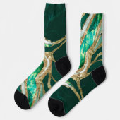 Emerald Green en Gold abstract Sokken (Links)