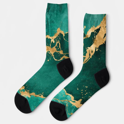 Emerald Green en Gold abstract Sokken (Links)