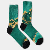 Emerald Green en Gold abstract Sokken (Rechts)