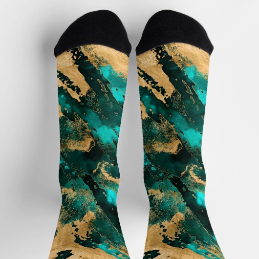 Emerald Green en Gold abstract Sokken (Top)