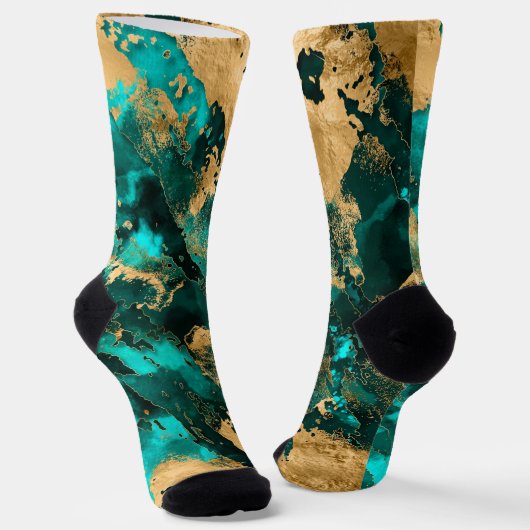 Emerald Green en Gold abstract Sokken (Gebogen)