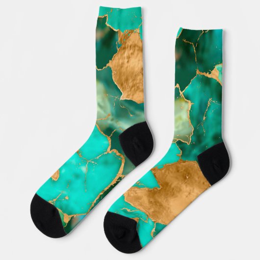 Emerald Green en Gold abstract Sokken (Links)