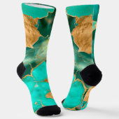 Emerald Green en Gold abstract Sokken (Gebogen)