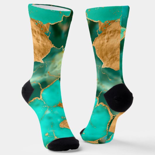 Emerald Green en Gold abstract Sokken (Gebogen)