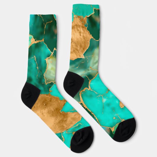 Emerald Green en Gold abstract Sokken (Rechts)