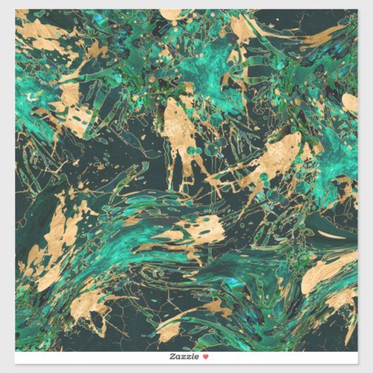 Emerald Green en Gold abstract Sticker (Vel)