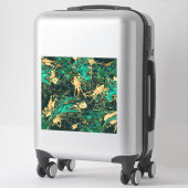 Emerald Green en Gold abstract Sticker (Koffer)