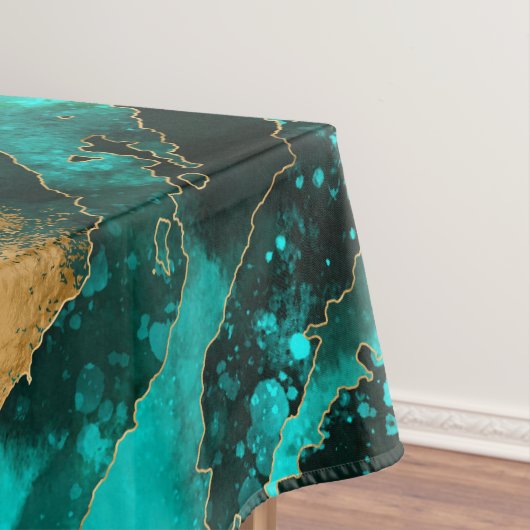 Emerald Green en Gold abstract Tafelkleed (Voorbeeld)