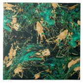 Emerald Green en Gold abstract Tegeltje