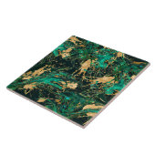 Emerald Green en Gold abstract Tegeltje (Zijkant)