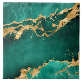 Emerald Green en Gold abstract Tegeltje (Voorkant)